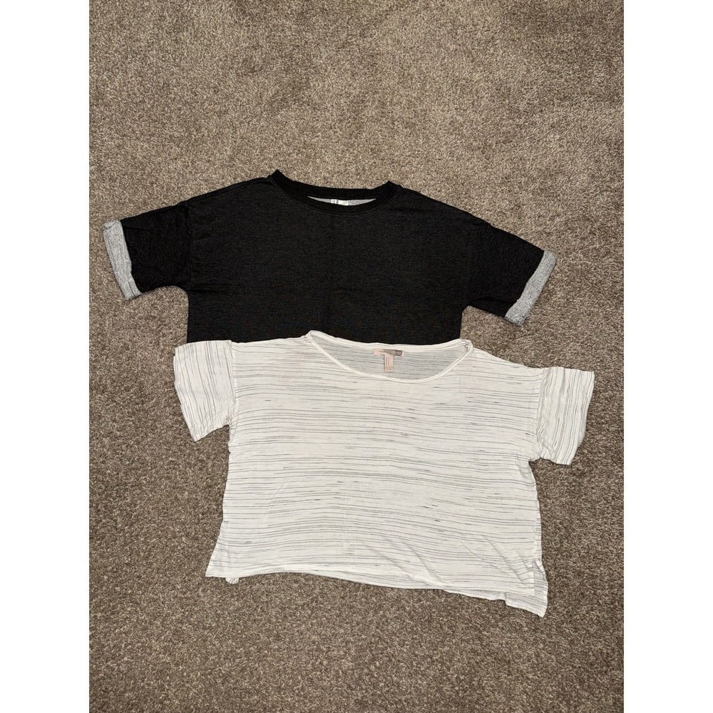 H&M Forever 21 Women Oversized Gym Workout Tops Set of 2 Grey White L M